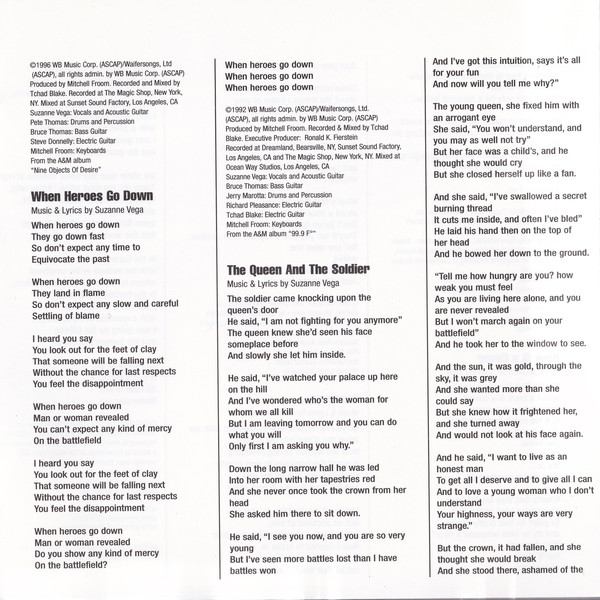 Suzanne Vega  The Best Of; Tried And True : Inlay 6